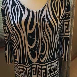 Black and white silky top